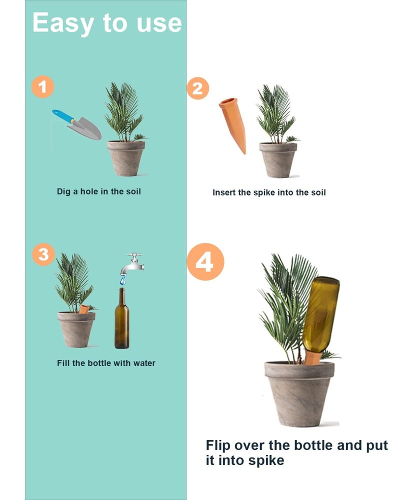 vensovo 10pcs Terracotta Watering Spikes - Automatic Self Watering Stakes, Plant Watering Devices for Wine Bottles Recycled Bottles, Clay Plant Garden Waterers for Vacations - Image 3